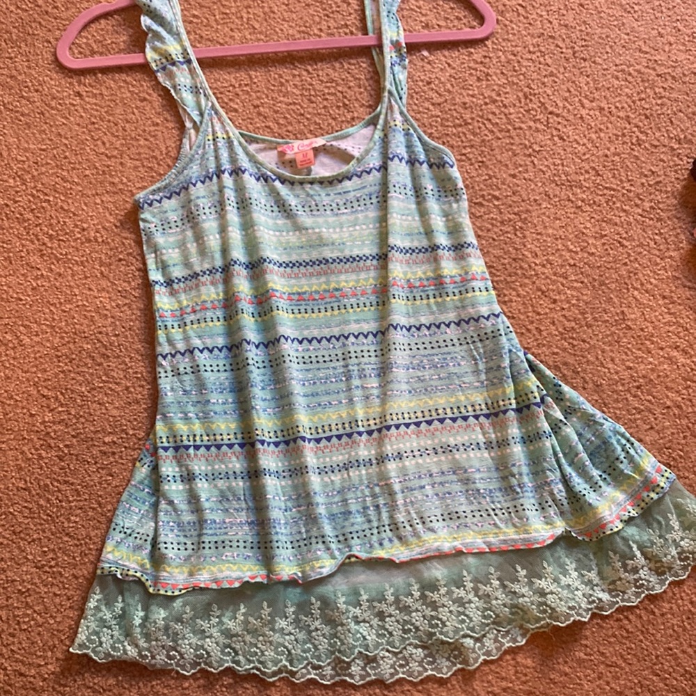💵3 for $20✅Candies medium mint green with lace cami tank